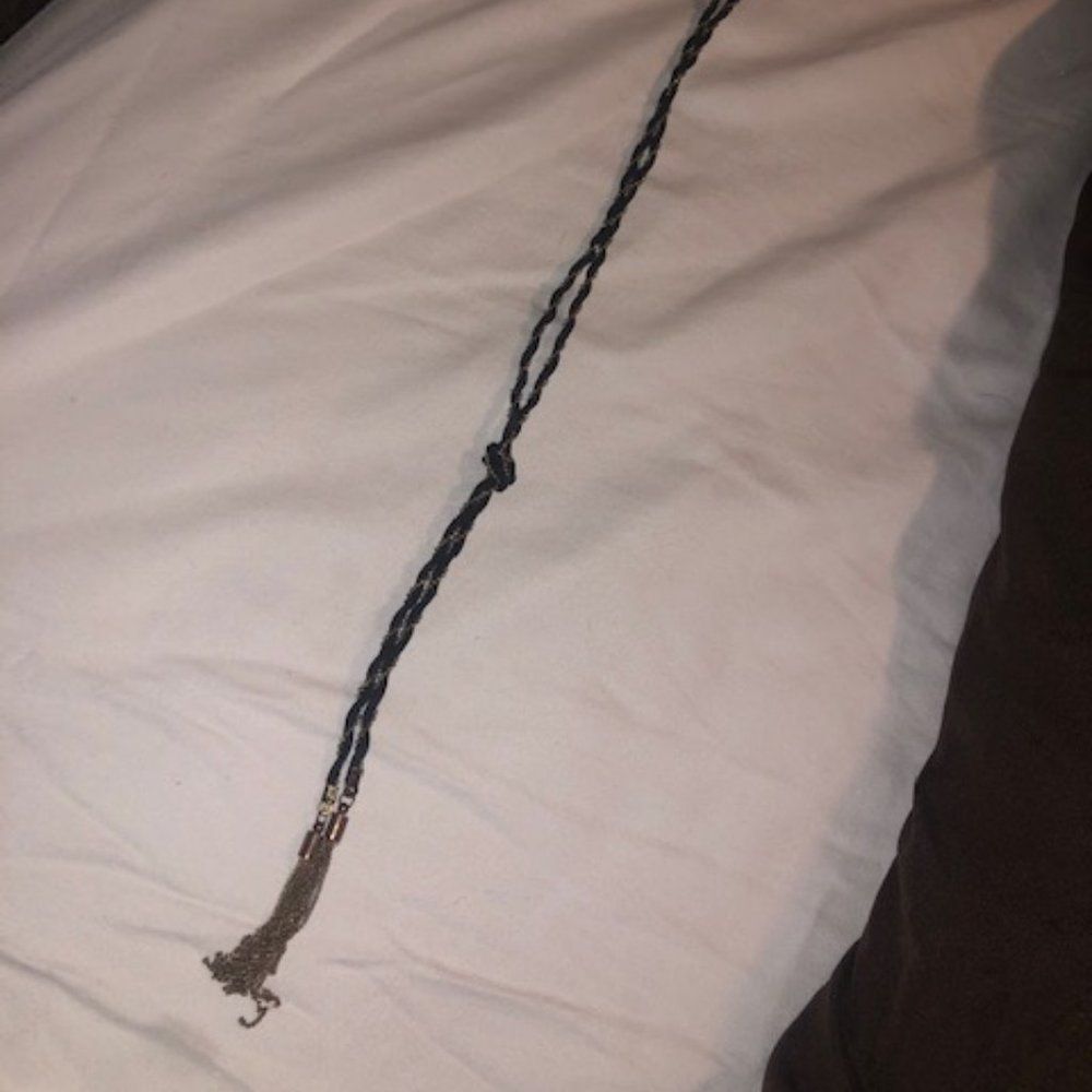 Black and Gold Rope Knotted Necklace‎